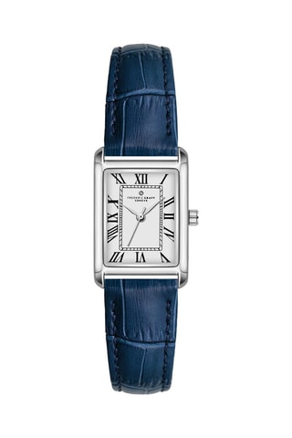 Reloj de cuarzo de piel - Azul oscuro y plateado - Frederic Graff
