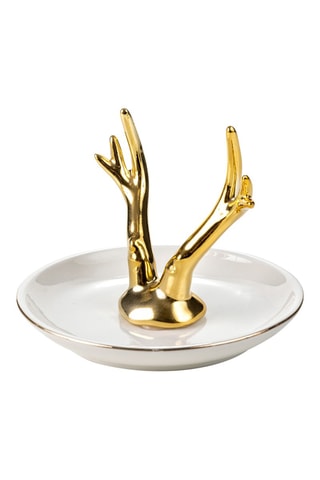 Joyero de cerámica Reine - Blanco y dorado