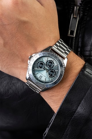 Reloj de cuarzo de acero - Plateado y azul