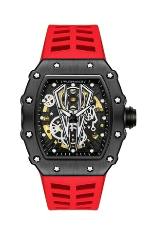 Reloj automático de silicona - Rojo y negro - Walter Bach