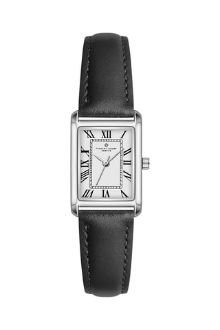 Reloj de cuarzo de piel - Negro y plateado - Frederic Graff