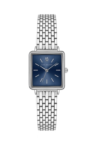 Reloj de cuarzo de acero - Plateado y azul - Marc Malone