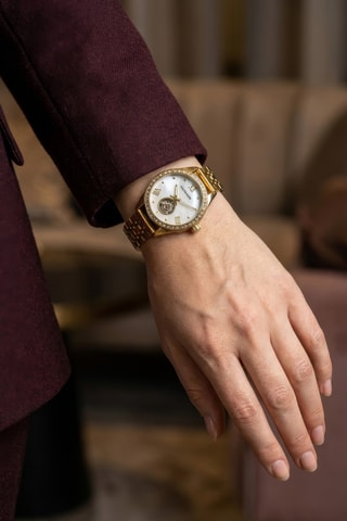 Reloj automático de acero - Dorado y blanco