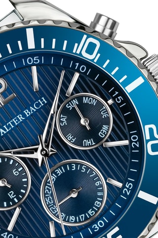Reloj de cuarzo de acero - Plateado y azul - Walter Bach