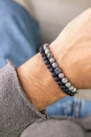 2 pulseras - Jaspes y piedras de lava - Marc Malone