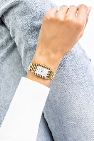Reloj de cuarzo de acero -  Dorado y blanco
