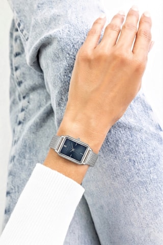 Reloj de cuarzo de acero - Plateado y azul oscuro