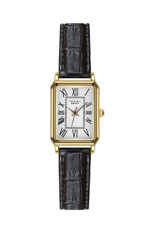 Reloj de cuarzo de piel - Negro y dorado - Frederic Graff