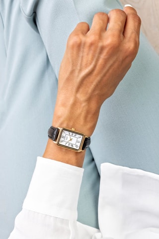 Reloj de cuarzo de piel - Negro y dorado - Frederic Graff