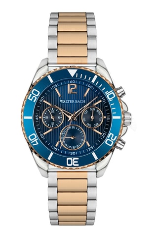 Reloj de cuarzo de acero - Plateado y azul - Walter Bach