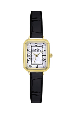 Reloj de cuarzo de piel - Negro y dorado - Marc Malone