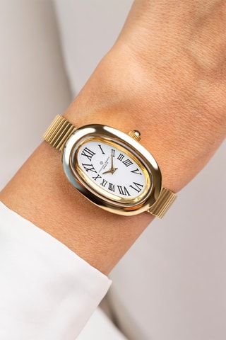 Reloj de cuarzo de acero - Dorado y blanco