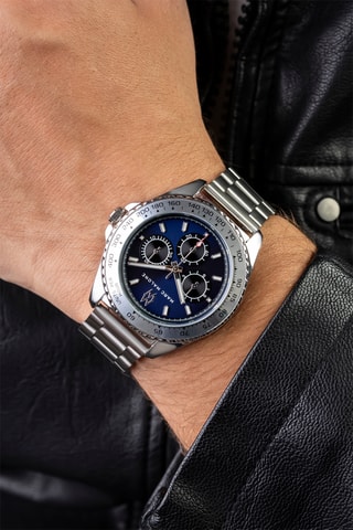 Reloj de cuarzo de acero - Plateado y azul