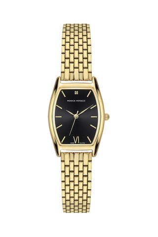 Reloj de cuarzo de acero y diamante - Dorado y negro
