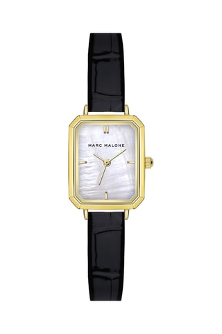 Reloj de cuarzo de piel - Negro y dorado - Marc Malone