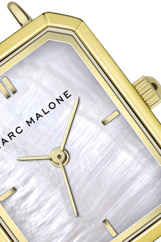 Reloj de cuarzo de piel - Negro y dorado - Marc Malone