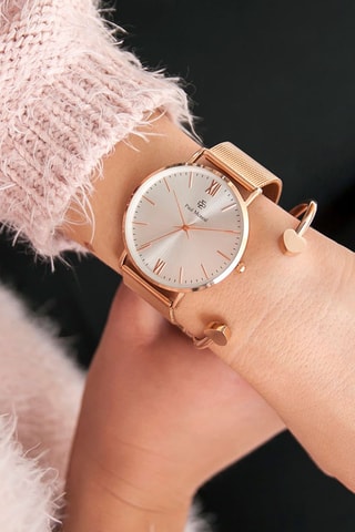 Reloj de cuarzo de acero - Rosa dorado y plateado - Paul McNeal