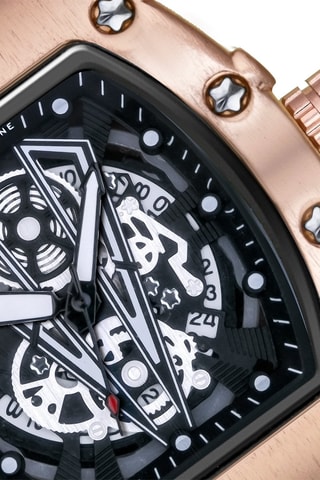 Reloj de cuarzo de silicona - Negro y rosa dorado - Marc Malone