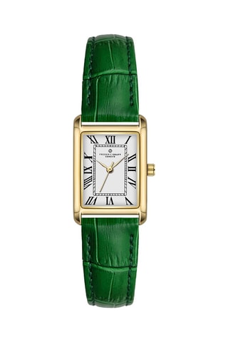 Reloj de cuarzo de piel - Verde y dorado - Frederic Graff