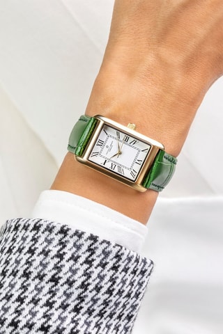 Reloj de cuarzo de piel - Verde y dorado - Frederic Graff