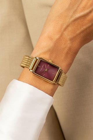 Reloj de cuarzo de acero - Dorado y burdeos - Frederic Graff