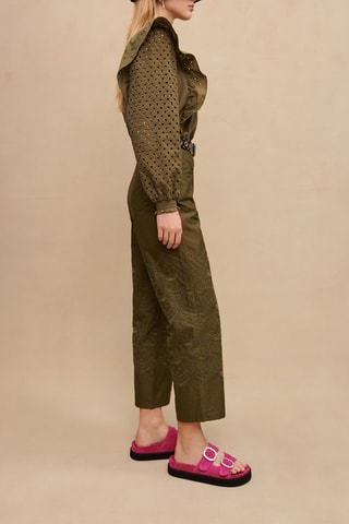 Pantalon taille haute - Kaki