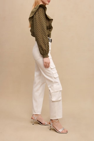 Pantalon taille haute - Blanc 