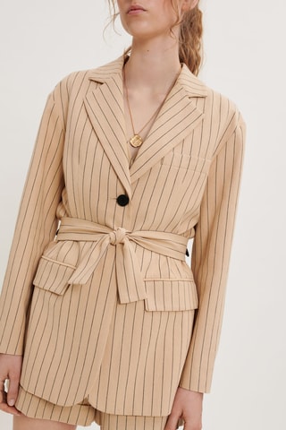Veste longue en coton biologique et lin - Beige