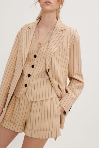 Veste longue en coton biologique et lin - Beige