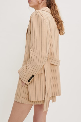 Veste longue en coton biologique et lin - Beige