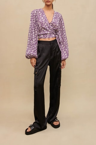 Top en lin - Violet et blanc