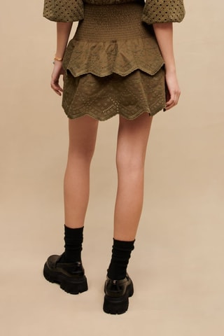 Robe droite en broderie anglaise - Kaki