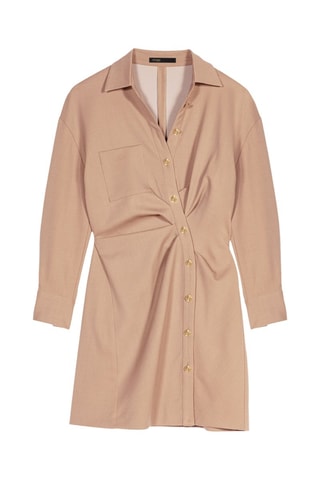 Robe chemise en laine vierge - Beige