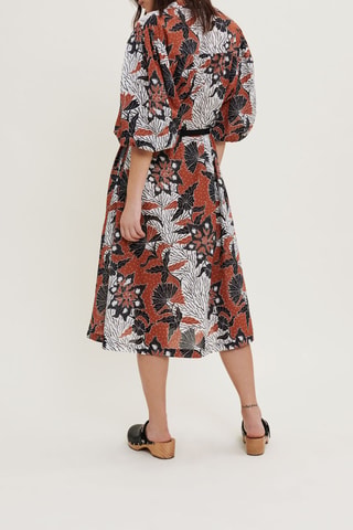 Robe midi en coton biologique - Orange et noir