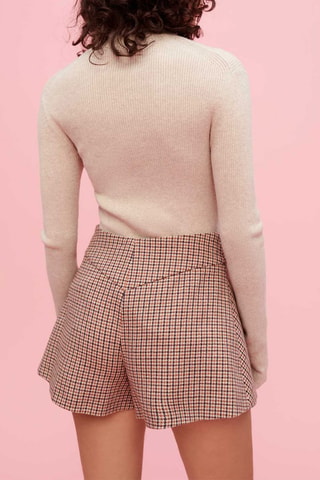 Short en laine taille haute - Camel