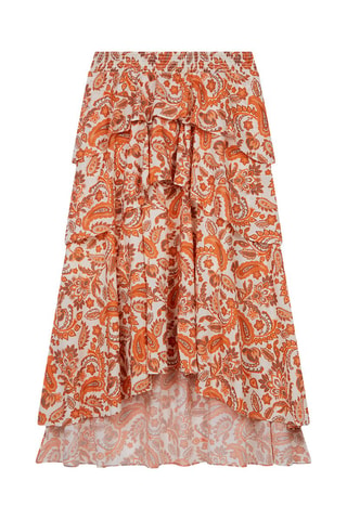 Jupe volantée en coton biologique - Orange