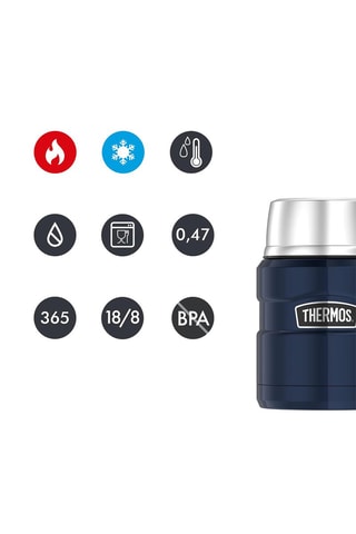 Porte-aliments isotherme et cuillère en acier inoxydable King - 47 cl