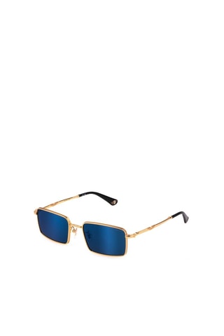 Lunettes de soleil homme - Verres effet miroir - Catégorie 3 - Police - Bleu et doré