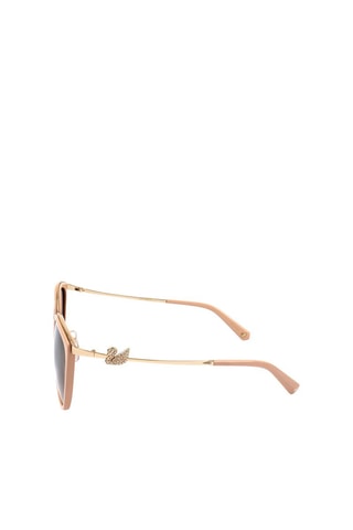 Lunettes de soleil femme ornées de cristaux Swarovski - Verres effet miroir - Catégorie 3 - Swarovski - Marron, rose et doré
