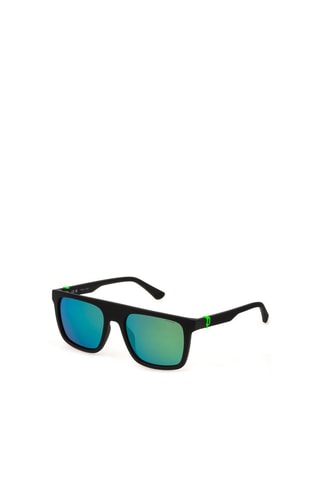 Lunettes de soleil polarisées homme - Verres effet miroir - Catégorie 3 - Police - Noir et vert