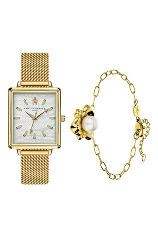 Cofanetto orologio al quarzo in acciaio e bracciale