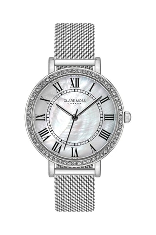 Orologio al quarzo in acciaio, madreperla e zirconi Symphony