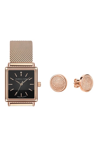 Cofanetto orologio al quarzo in acciaio e diamante e orecchini Patricia