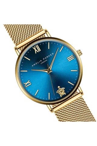 Orologio al quarzo in acciaio Meeru Island - Dorato e blu