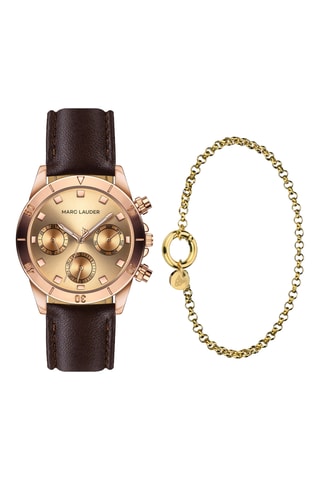 Cofanetto orologio al quarzo in pelle e bracciale Valencia