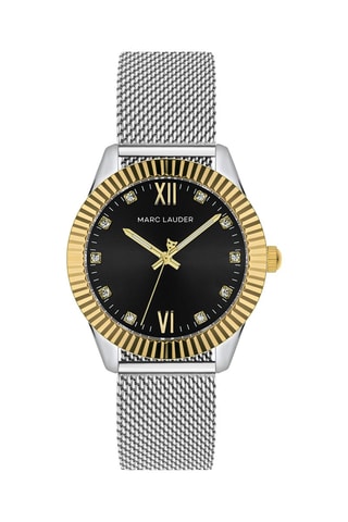 Orologio al quarzo in acciaio e zirconi Edinburgh - Argentato e nero 
