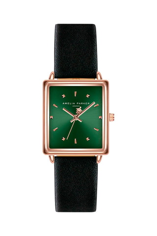 Orologio al quarzo in pelle Joyful Journey - Nero e dorato rosa