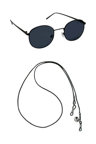 Occhiali da sole polarizzati e catenina unisex - Categoria 3 - Nero