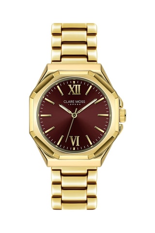 Orologio al quarzo in acciaio Burgundy