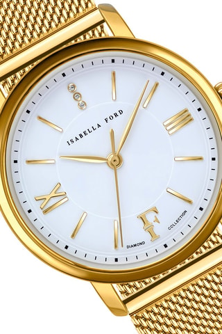 Cofanetto orologio al quarzo in acciaio, diamante e orecchini con perle fini Selene